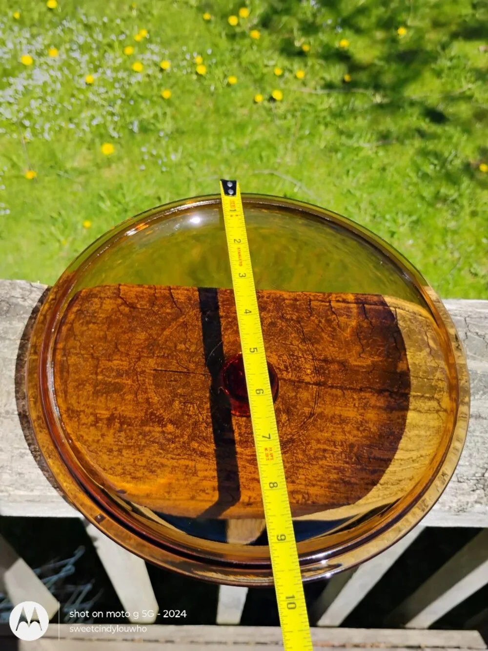 glass casserole dish LID only Anchor Hocking Fire-King Harvest amber vintage
